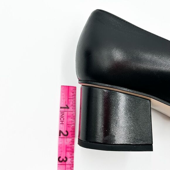 Gucci Heels Sylvie Pumps Black Loafers 55 Block Web Heel Chain 39.5, US 9.5 - Picture 13 of 14